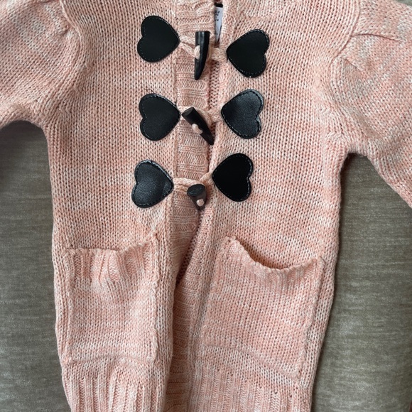 Dollhouse Other - Dollhouse Pink Knit Footie with Black Heart Buttons